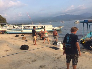 Beach clean up in action