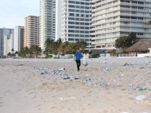 Debris overflowing into ocean