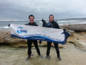 Abyss intern Stephen and Nike with Marine Debris from second dive