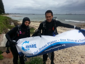 Karina and Robin with Marine Debris from second dive