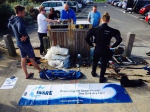 AOS divers with marine debris from their Dive Against Debris