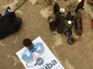 Debris collected from our Dive Against Debris, with the Academy of Scuba logo