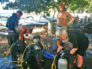 Gearing up at the 'Drop Off' beach!