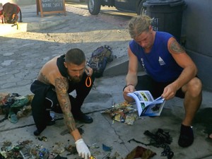 The 'Max's' sort out the materials of marine debris for our team to enter the survey.