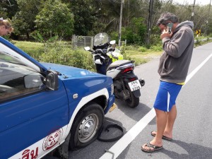 Tyre blow out on the way