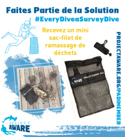 image of PADI Member Renewal Gift 2020 mini Project AWARE mesh bag French