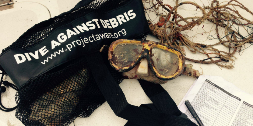 Dive Against Debris marine debris and mesh bag