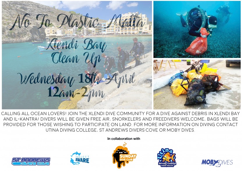 In celebration of Earth Day next week we're organising a community clean up in Xlendi! Join us on land and underwater to help keep our planet clean!! Everyone is welcome! :)