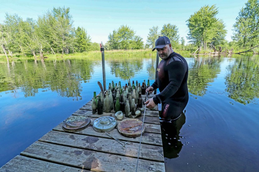 Found a lot of bottle diving in the river in Perth, Canada