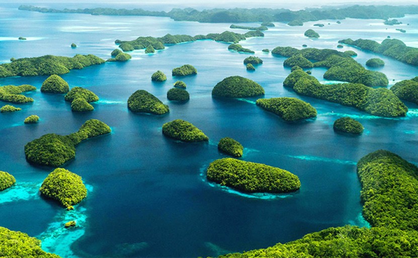 Beautiful Rock Islands from above