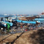 The garbage boat sinking in the harbor