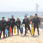 Divers ready for the cleanup and survey