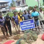 The Diving team after beaching a huge fish net