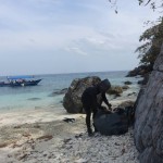 Shana our dive master sorting out the debris