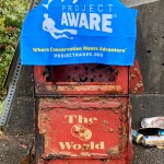 A rusted out newspaper box brought to the surface after a survey dive. 